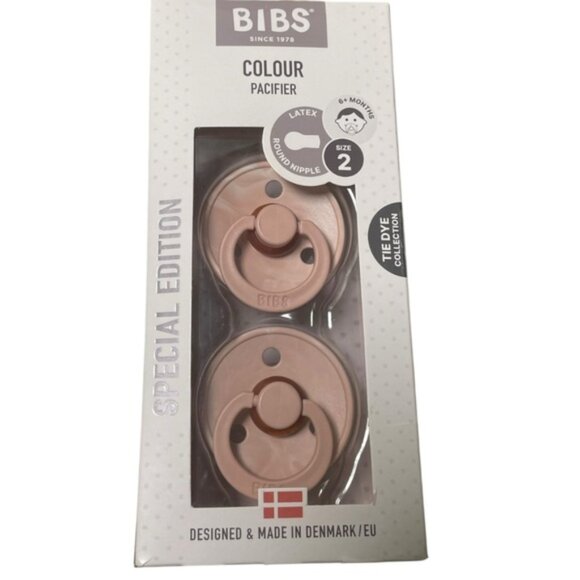 BIBS Soother Size 2 Latex Tye Dye Pink Colour Special Round Baby Girl Pacifiers - Picture 1 of 3